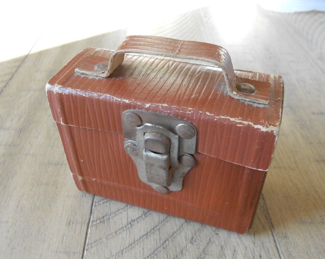 Vintage Mini Cardboard Snap carrying case + handle for Camera? etc 4″x3″x1.75″