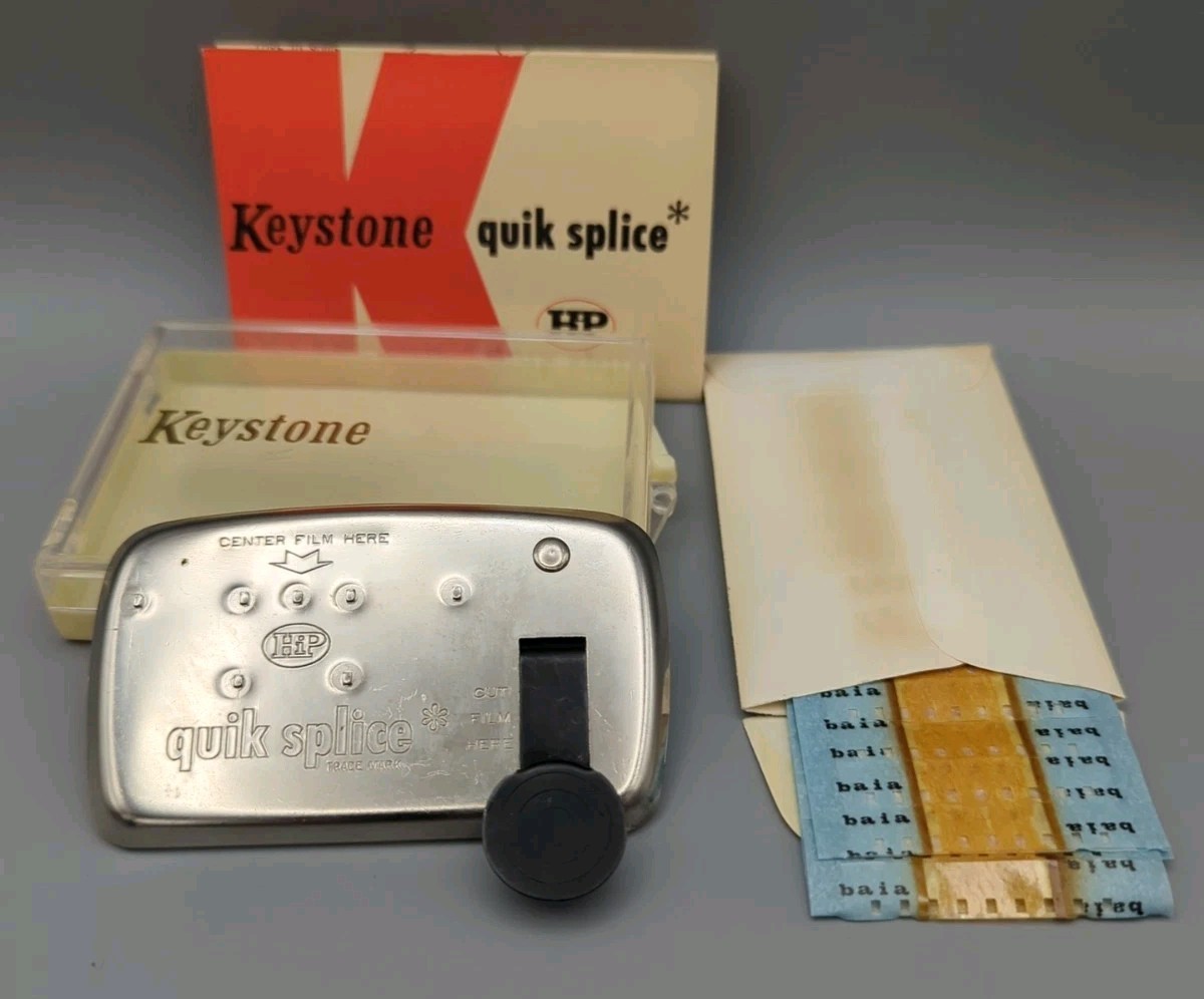 KEYSTONE Quik Splice Regular 8mm Movie FILM SPLICER With Splicing Tape