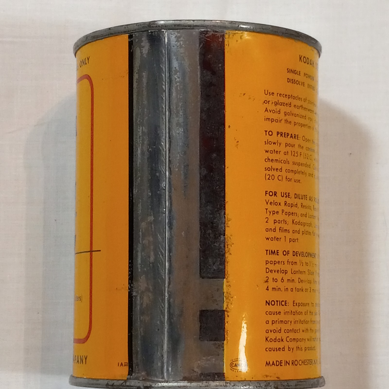 Vintage KODAK Dektol Can 1lb 3.5oz for 1 Gallon 50s 60s Camera Photo Developer