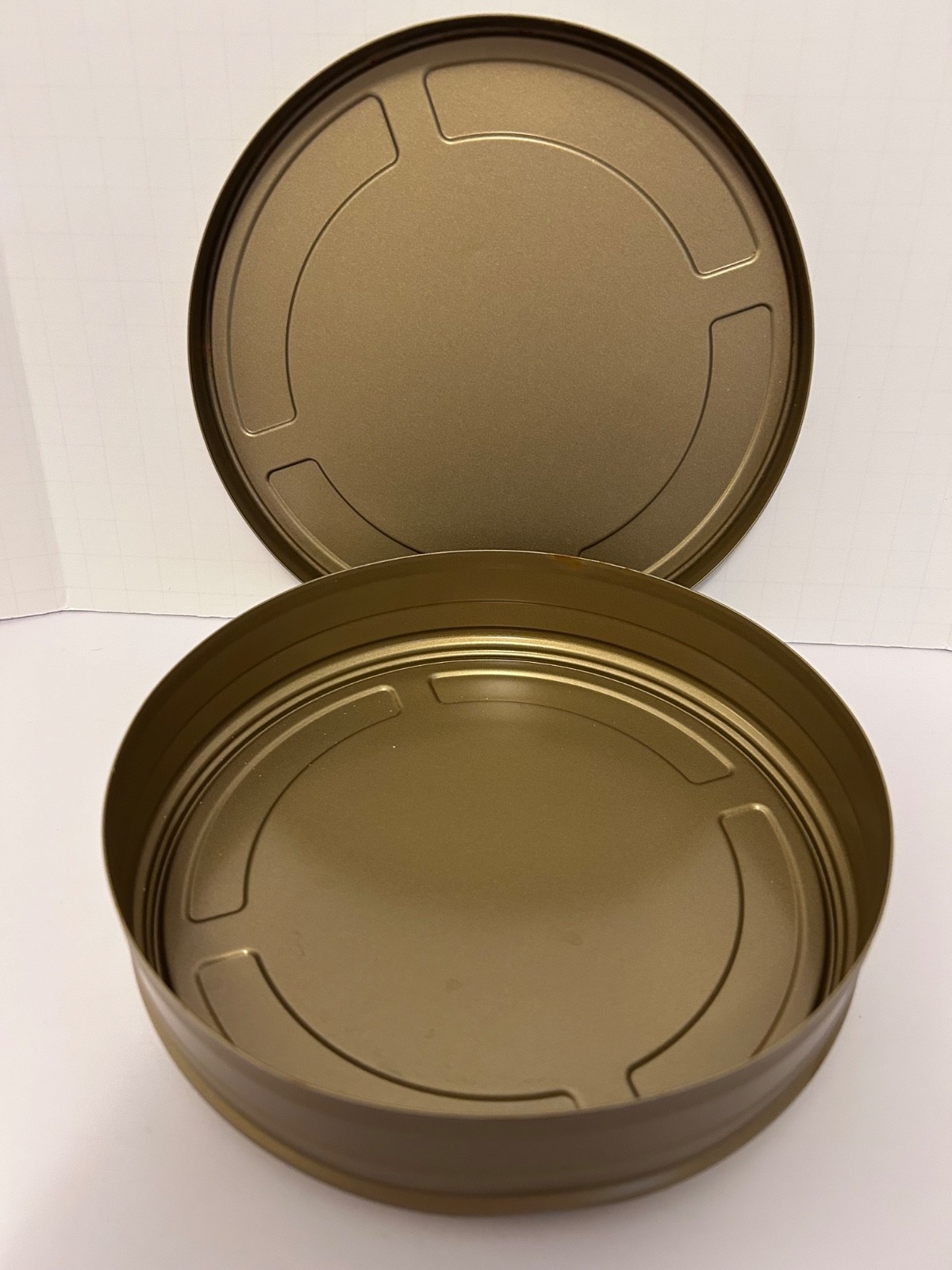 16mm/35mm Empty Metal Movie Film Reel Canisters 3pc Lot Golden Brown