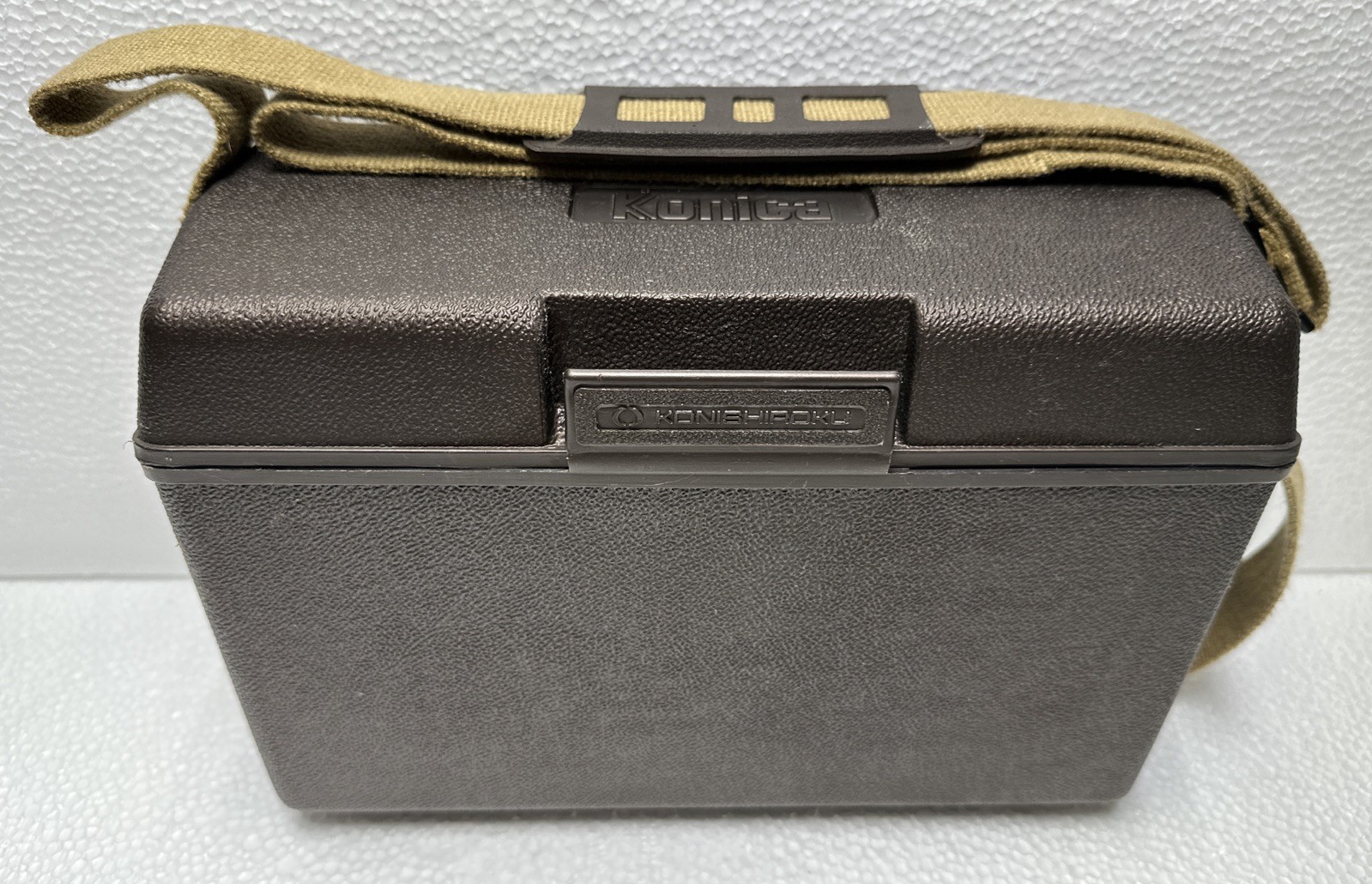 Vintage KONICA Hard Shell Camera Case / Box with Strap Made in Japan Rare