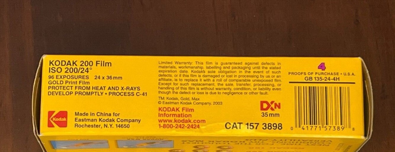 KODAK Bright Sun & Flash 35mm Color Print Film ISO 200/24° GB-135 24 exp. 4 Roll