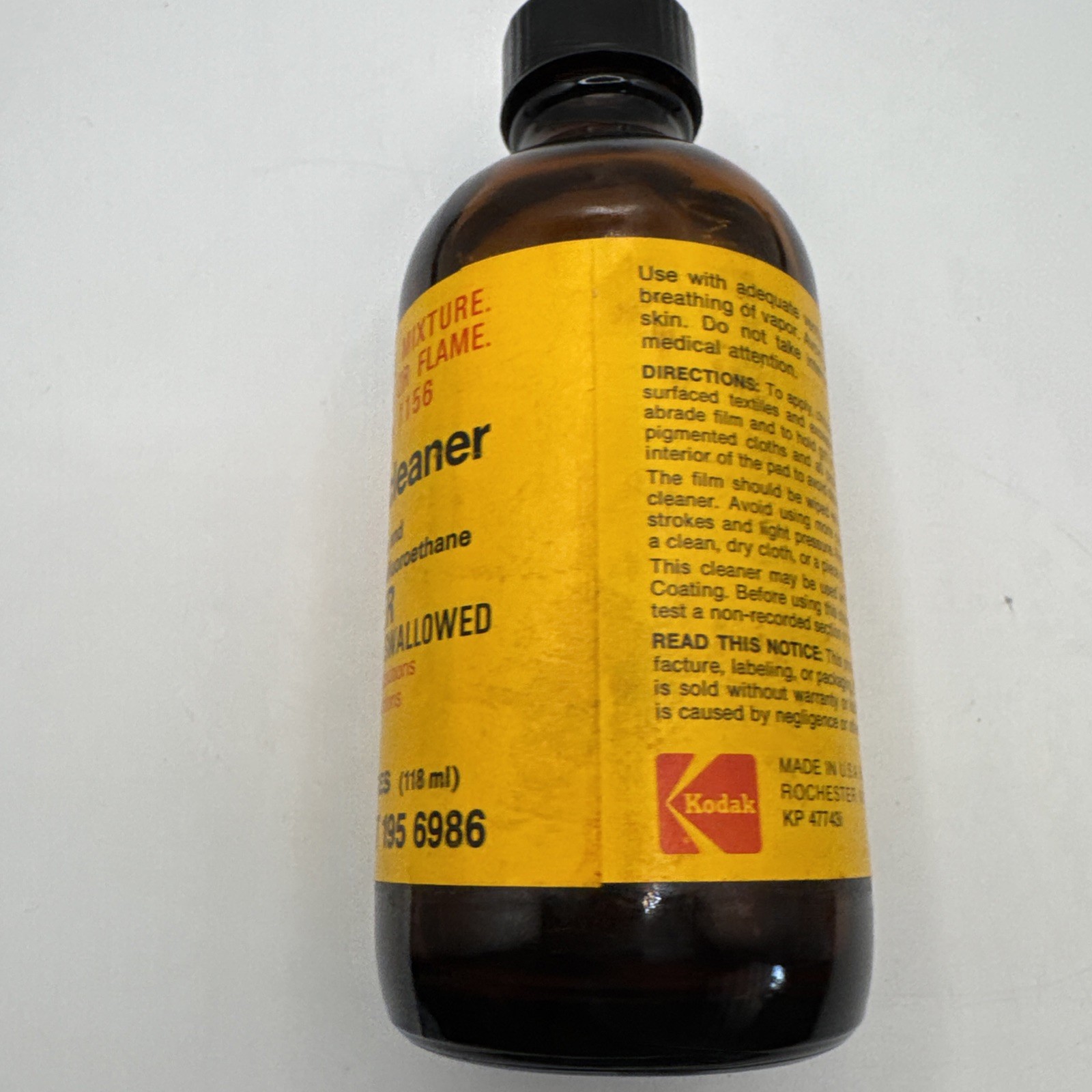 Kodak Film Cleaner 4oz Bottle 3/4 Full Vintage Photography Display
