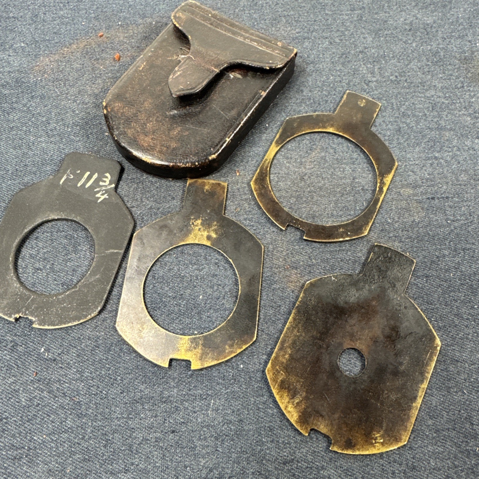 Set of 3 Waterhouse Aperture Stops for Antique Lens with Leather Case