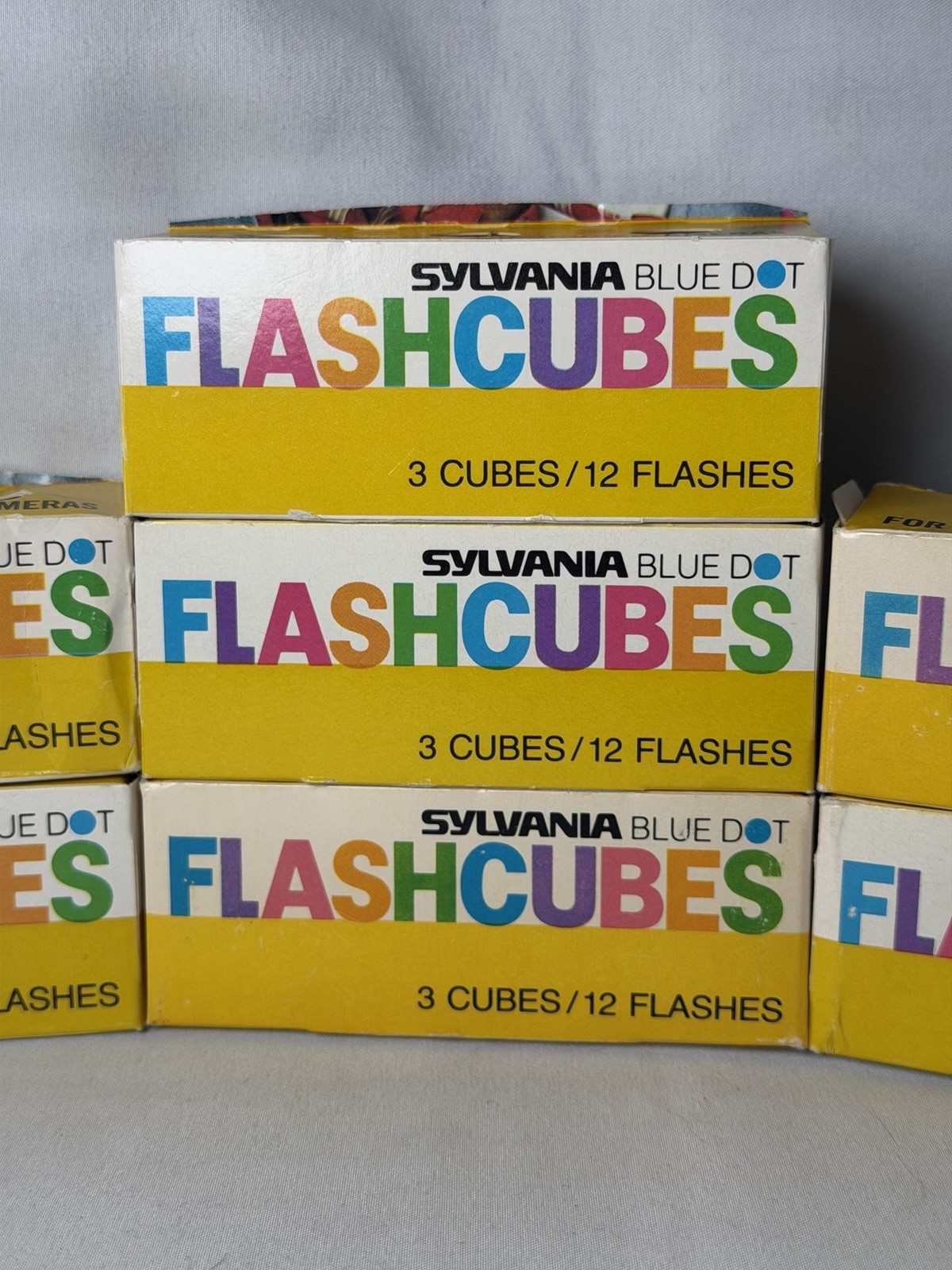 VINTAGE Sylvania Flash Cubes Blue Dot Pack of 3 – 7 Boxes 84 Flashes New!
