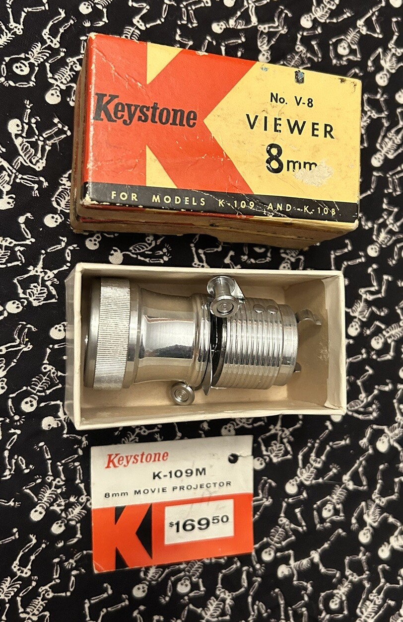 Vintage Keystone No. V-8 8mm Film Viewer in box for Models K-109 + K-108