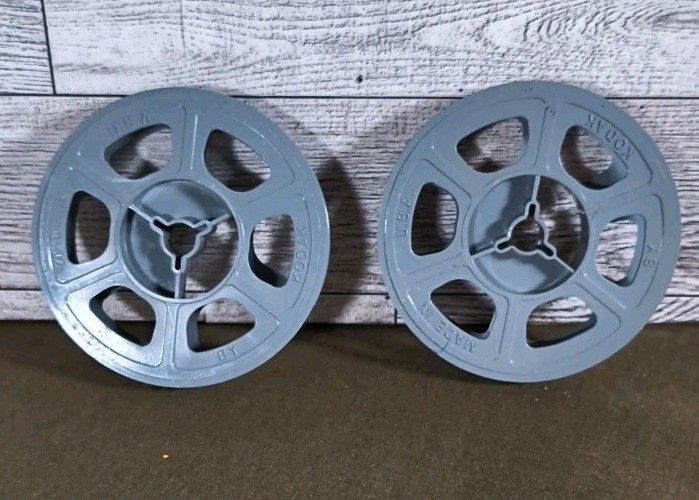Lot Of Vtg 8MM 4 Films, 2 Empty Case Reels, 2 Small Plastic Reels – Metal Cases