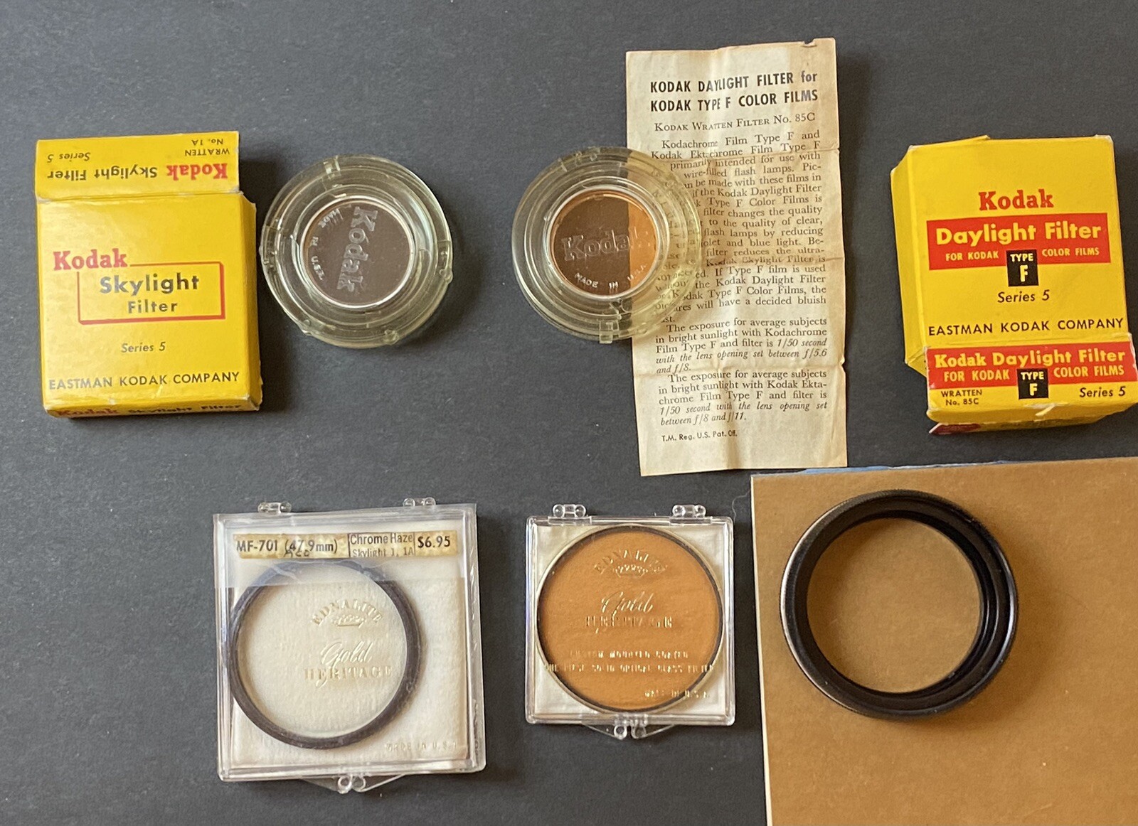 Vintage Camera Filter Lot EdnaLite Chrome Haze Kodak Series 5 Skylite Daylight