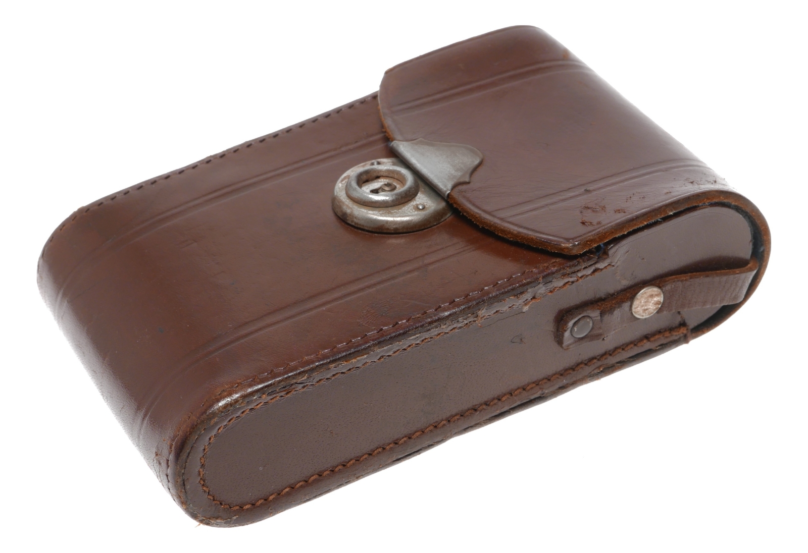 folding bellows camera vintage film antique leather case tan used