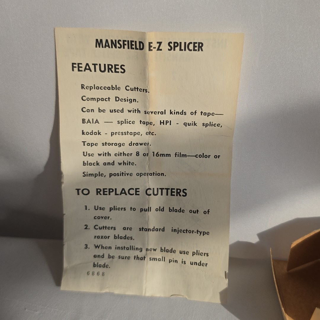 Vintage Mansfield Holiday E-Z Splice 8mm Super 8 Film Cutter Splicer Movie Tape