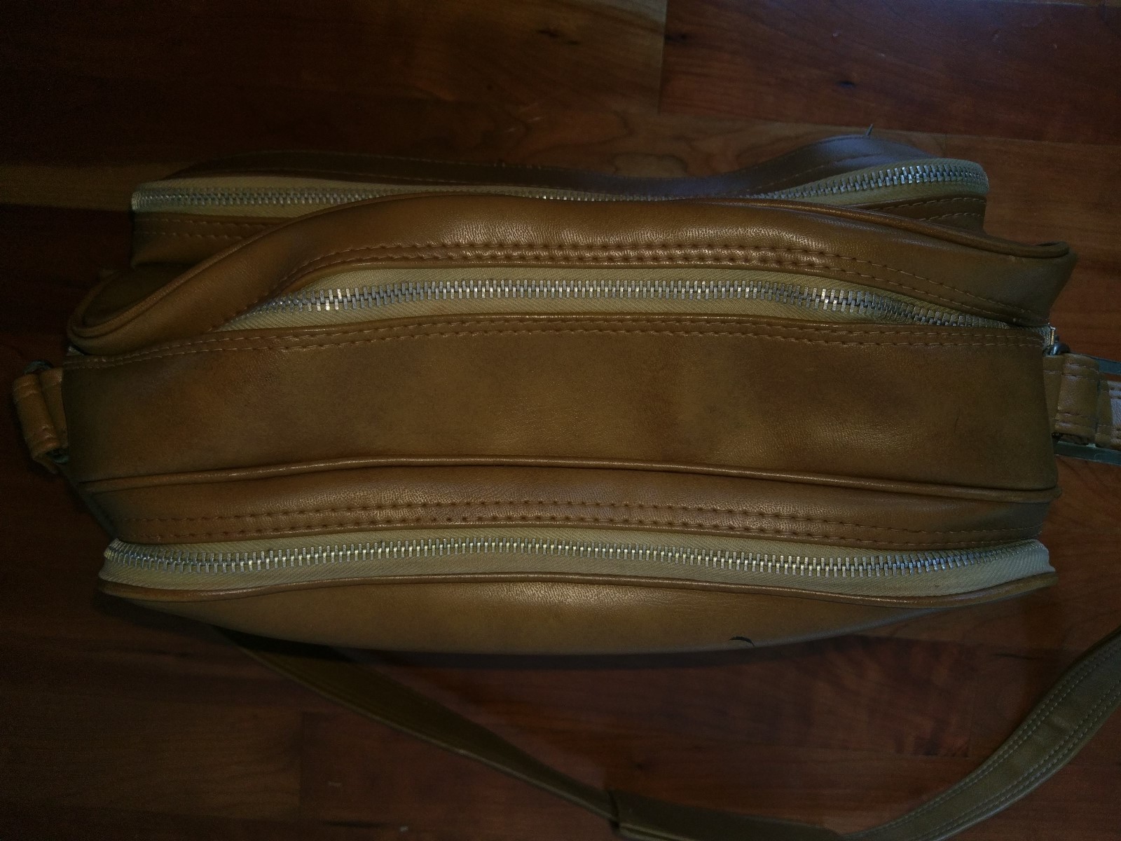 Vtg Bonnie International Camcorder Camera Bag Zipper Brown Tan Vinyl Shoulder