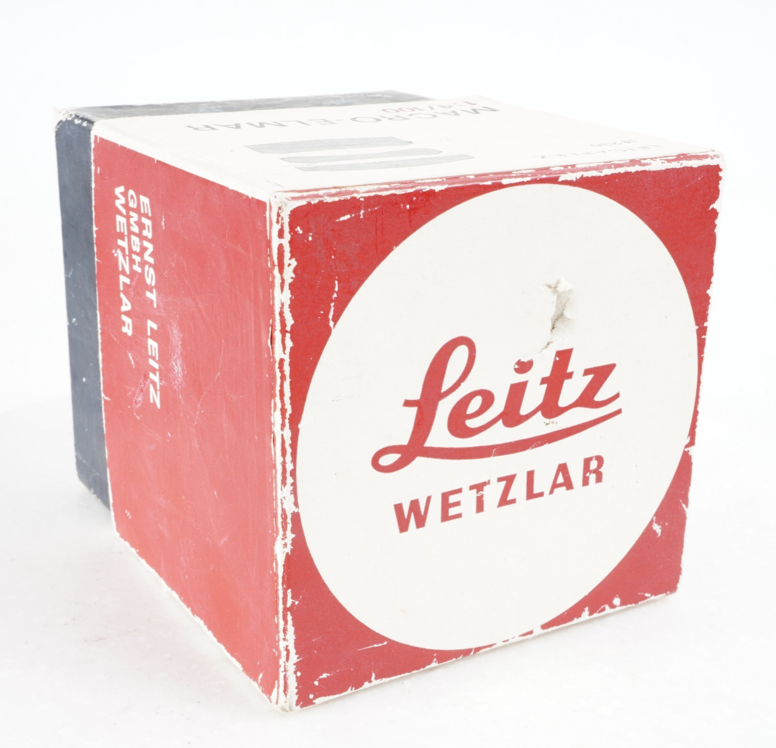 -GENUINE LEICA LEICAFLEX 11230 MACRO-ELMAR 100mm f/4 LENS BOX WITH LENS BUBBLE