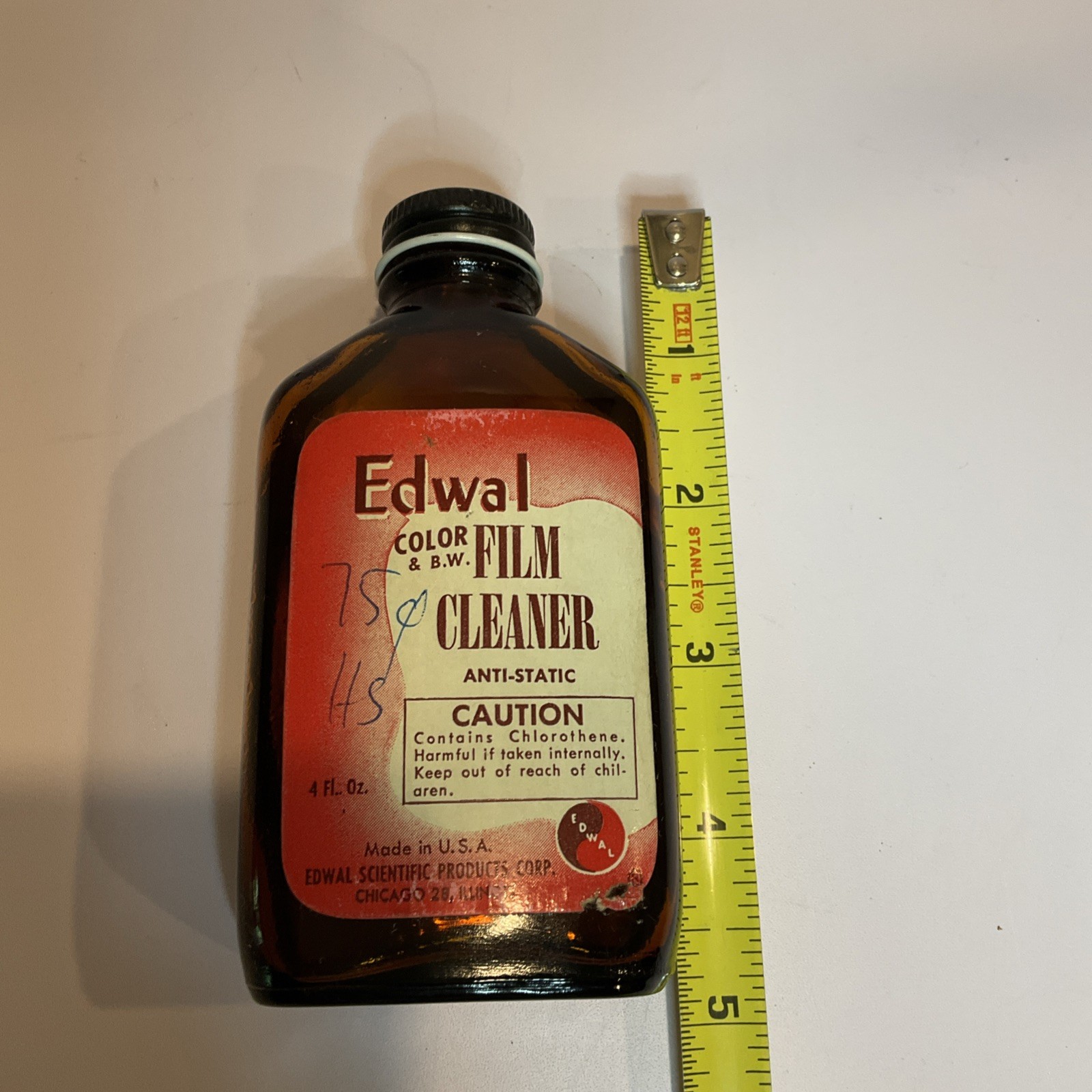 Vintage Edwal Color Film Cleaner 4 OZ. 85% Full!