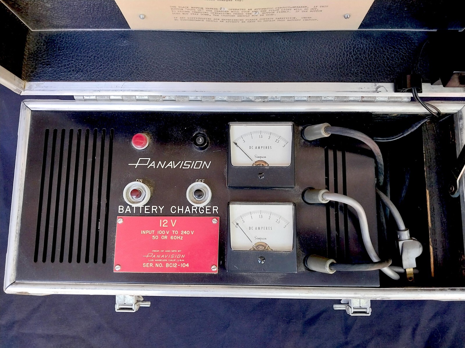 Panavision motion picture camera battery charger – model BC12 – Collectors Item