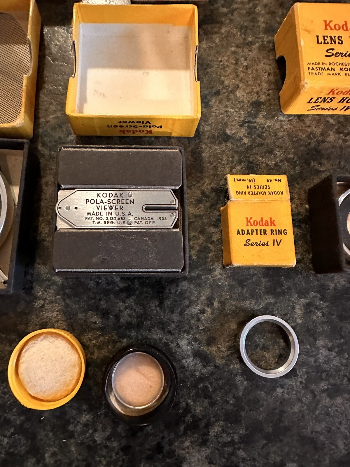 Lot Of 8-Kodak Pola-Screen, Series 6 Pola Lens, Porta Lens, Adaptor Ring