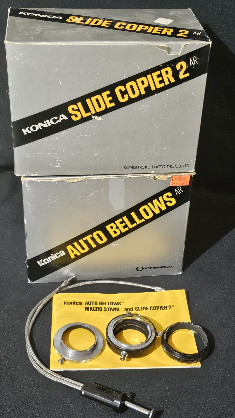Konica Auto Bellows AR Macro Stand AR Slide Copier 2 AR with Boxes & Extras