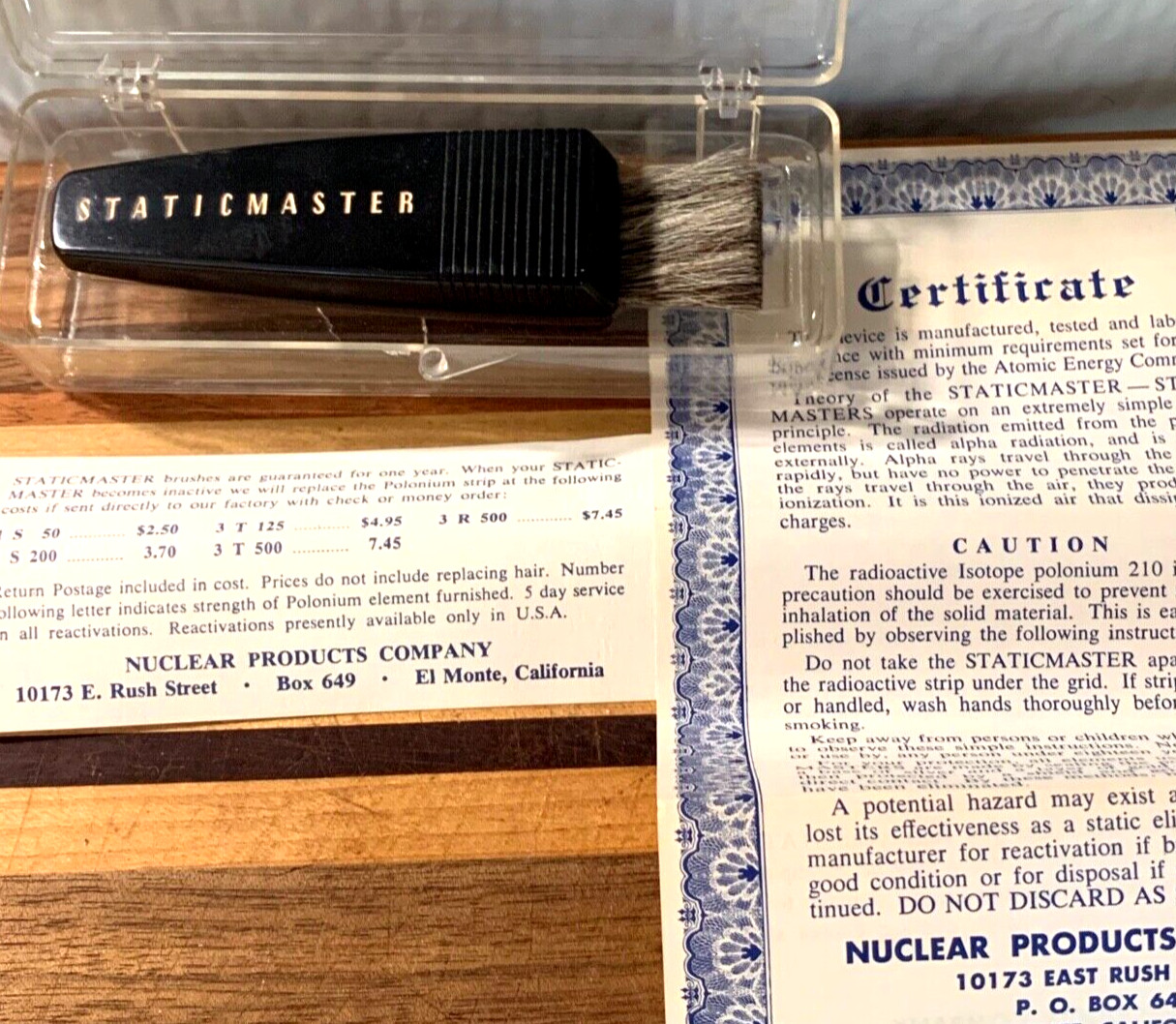 Staticmaster Brush Static Eliminator Dust Remover Photography & Audio 1950s