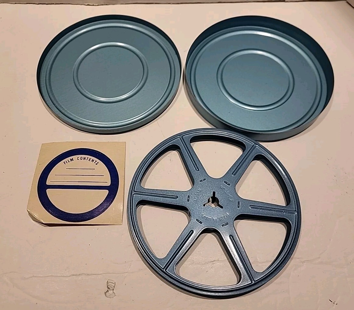 Logan Movie Reel Can And Label Blue Metal 5In. Great Condition 8 MM