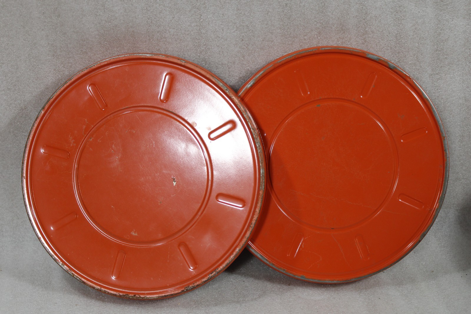 2 Vintage Orange 16mm Film Reels Cannisters Goldberg Brothers 600 Feet BE