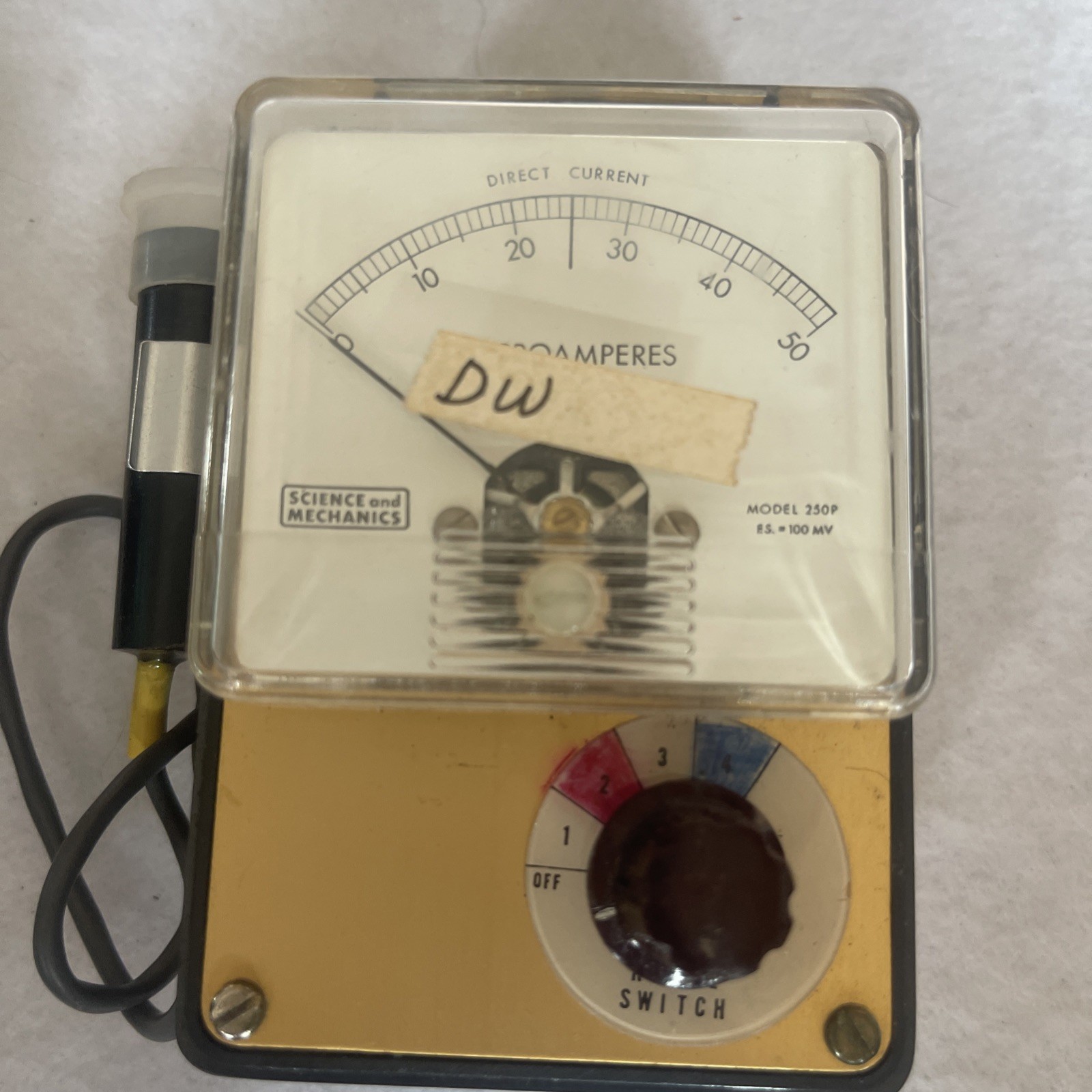 Light Meter Science and Mechanics Magazine Model 250p Microamperes F.S.=100MV