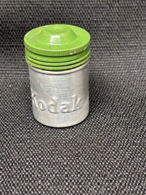 Vintage Kodak Film Canister Aluminum With Green Cap & Rubber Washer Seal – Rare!