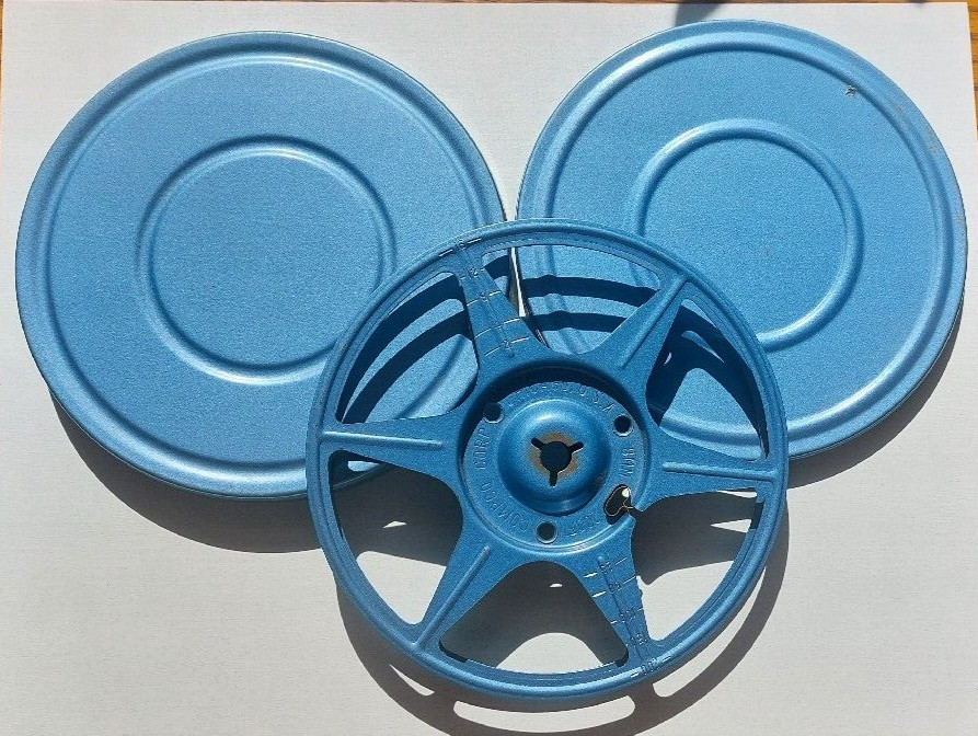 Lot Of 3 Vintage Compco Corp Blue 8mm Film Reel and Canister Movie Room Decor 5”