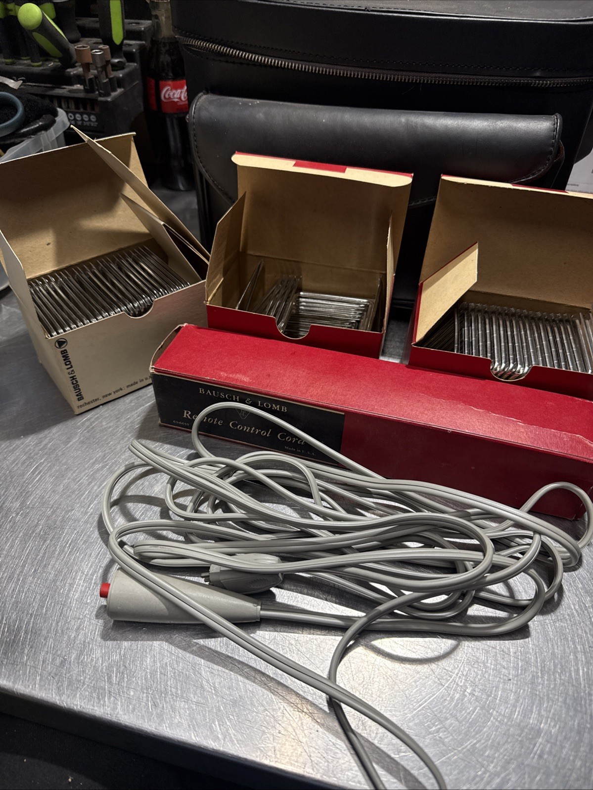 BAUSCH LOMB REMOTE CONTROL CORD IN ORIG. BOX With Several Slide Stiffeners