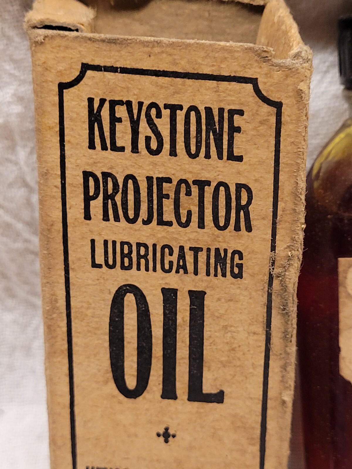 Old Keystone Projector Lubricating Oil in the Original Bottle & Box Boston Mass