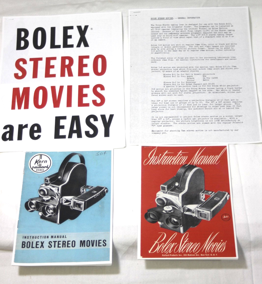 4 – Bolex STEREO Camera / Projector Information, Instructions, Manuals