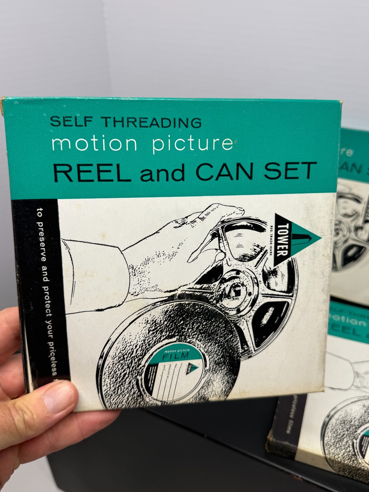 Vintage New NOS Set of 3 Tower 400ft 8mm Metal Film Reel & Can Set Sears Chicago