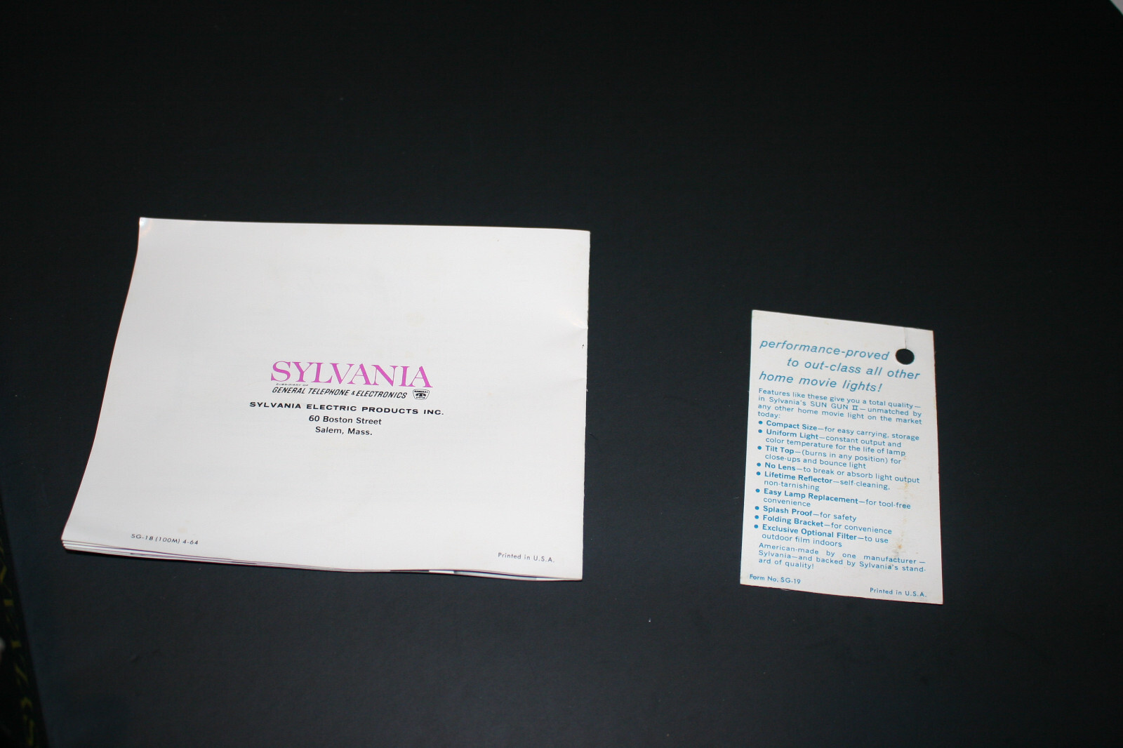 Vintage Sylvania Sun Gun II Movie Light SG- 55 W/ Box & Manual Tested And Works!