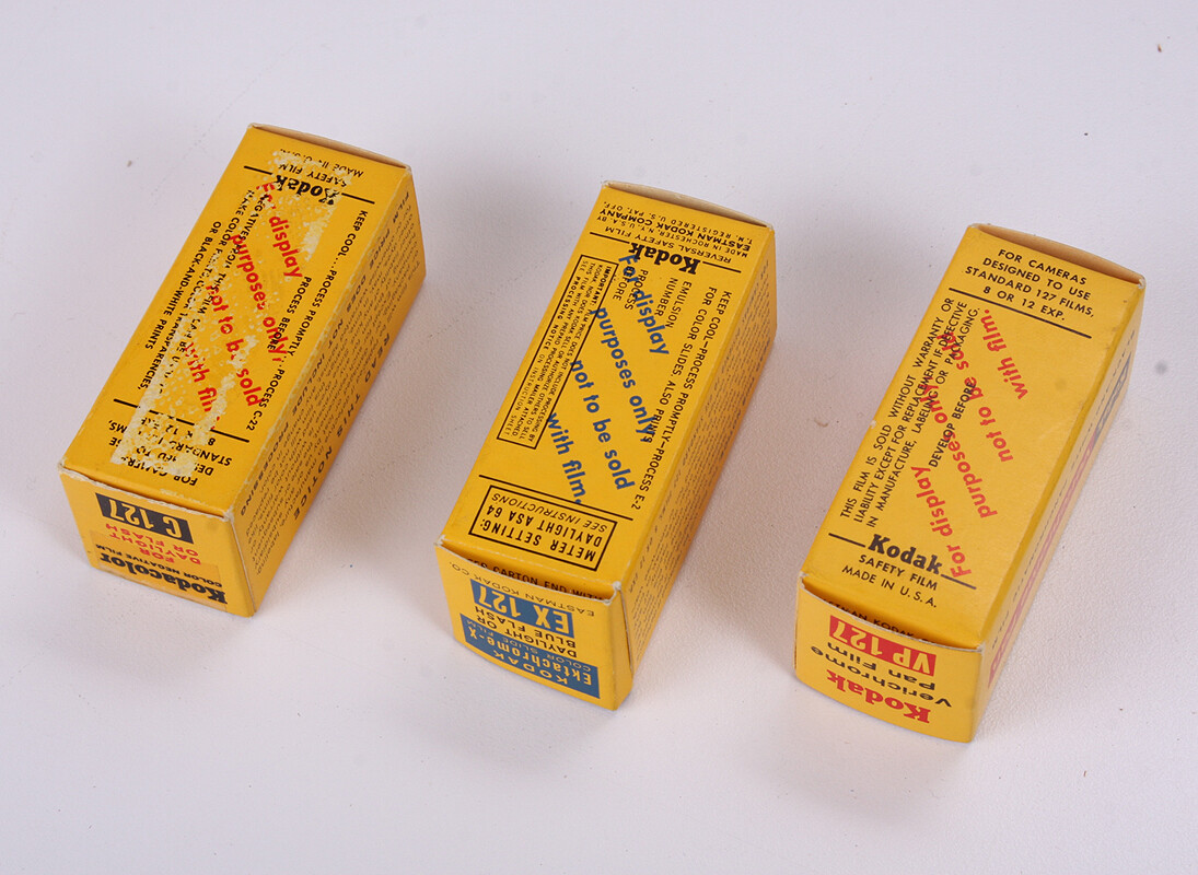 KODAK 127 FILM DISPLAY BOXES, ALL EMPTY, LOT OF THREE/cks/215406