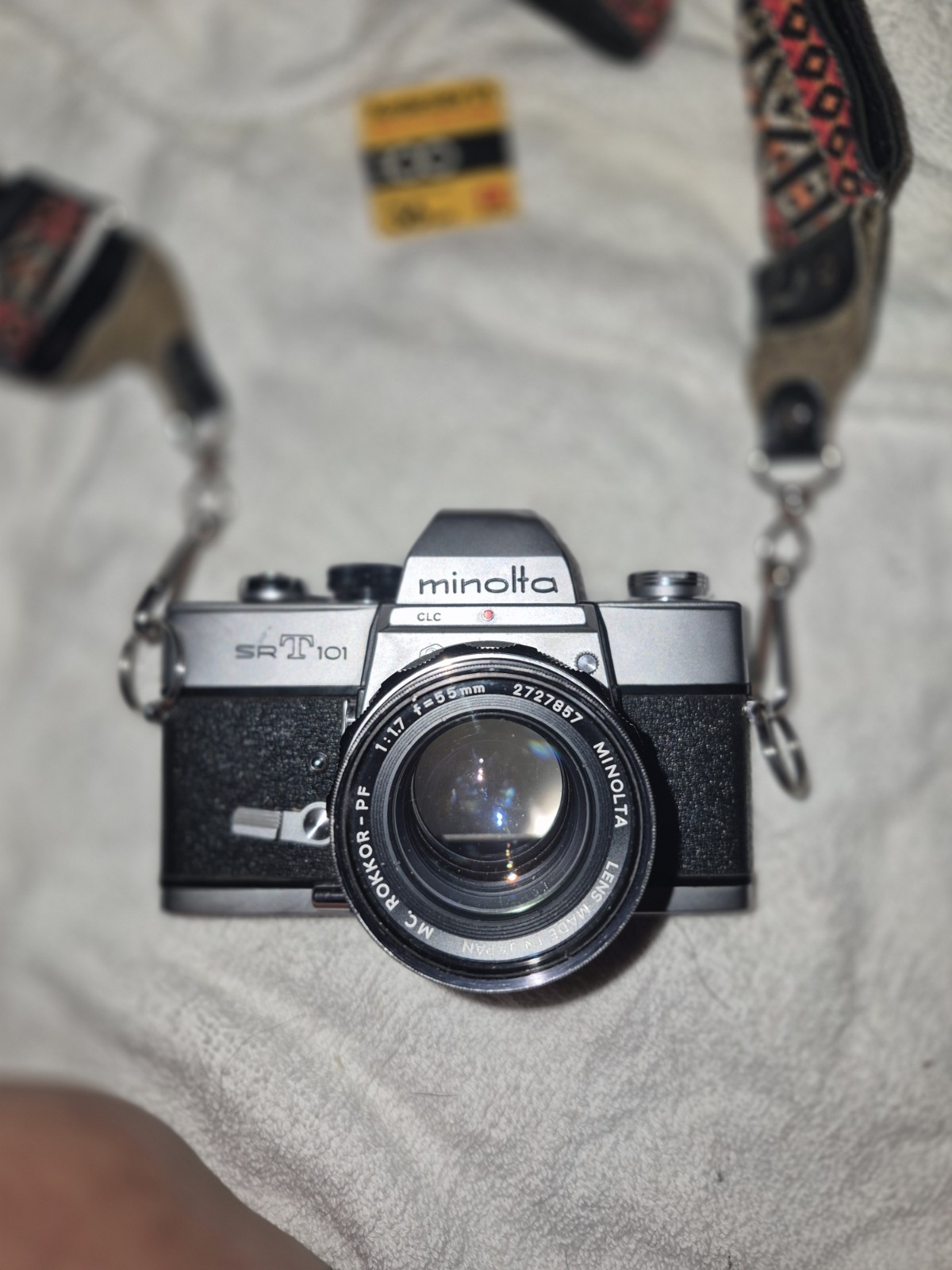 Minolta SRT 101 35mm SLR Film Camera w/ Rokkor-PF 55mm f/1.7 + Teleconverter
