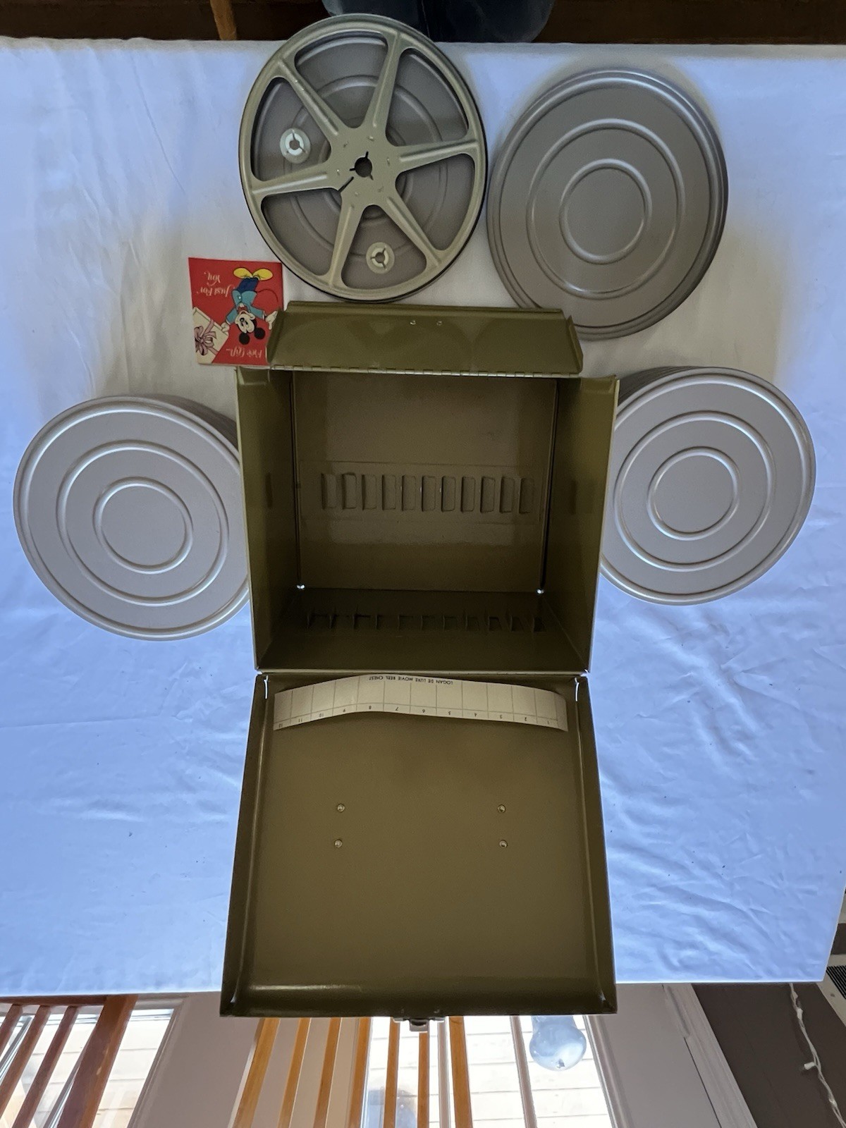 Vintage Logan Deluxe Film Reel Storage Chest w/ Metal 8mm/16mm Canisters Lot