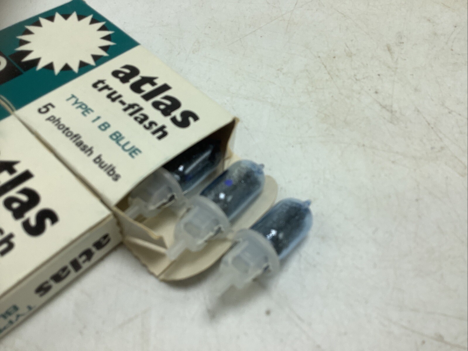 10 Atlas Tru-flash Type 1 B Blue Camera Photoflash Flash Bulbs