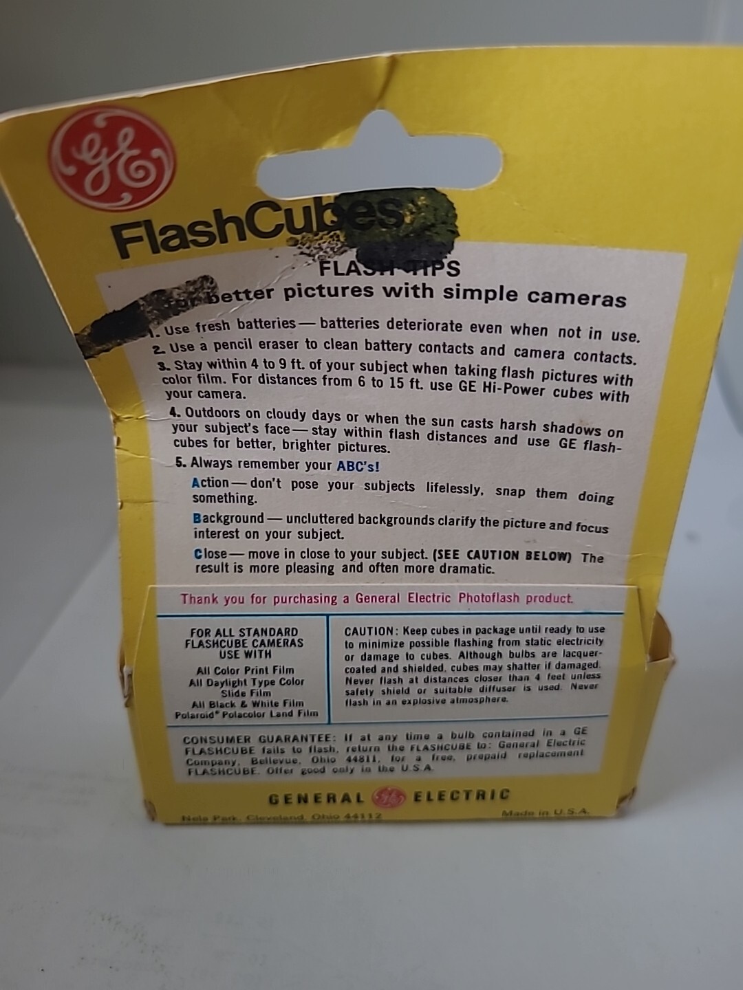 G.E. Flashcubes Vintage 3 cube Original Box NEW General Electric Camera Flash