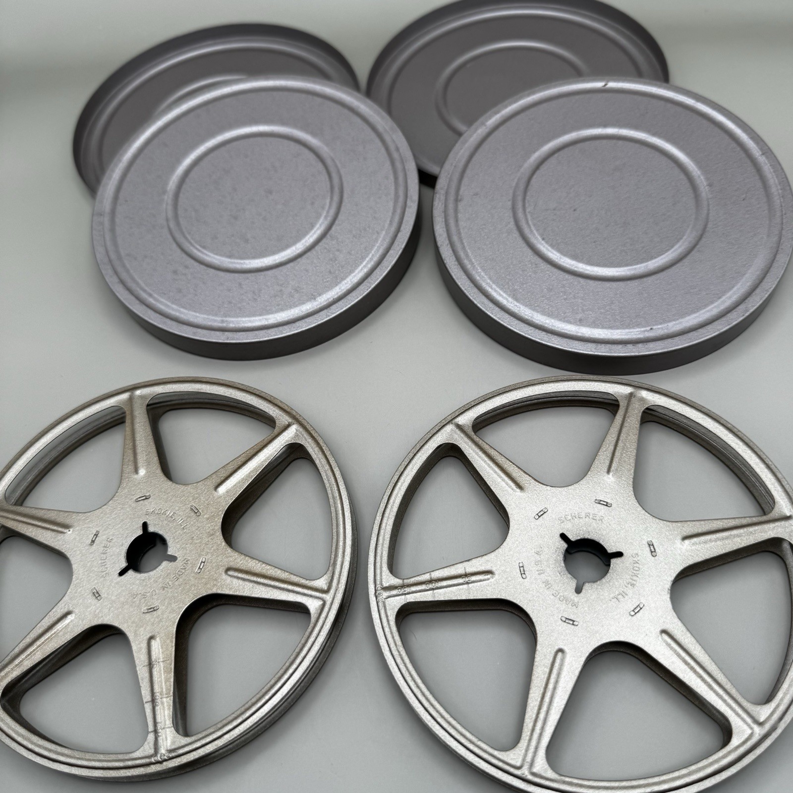 LOT OF 2 SCHERER 8mm film 5″ Reels With Cans