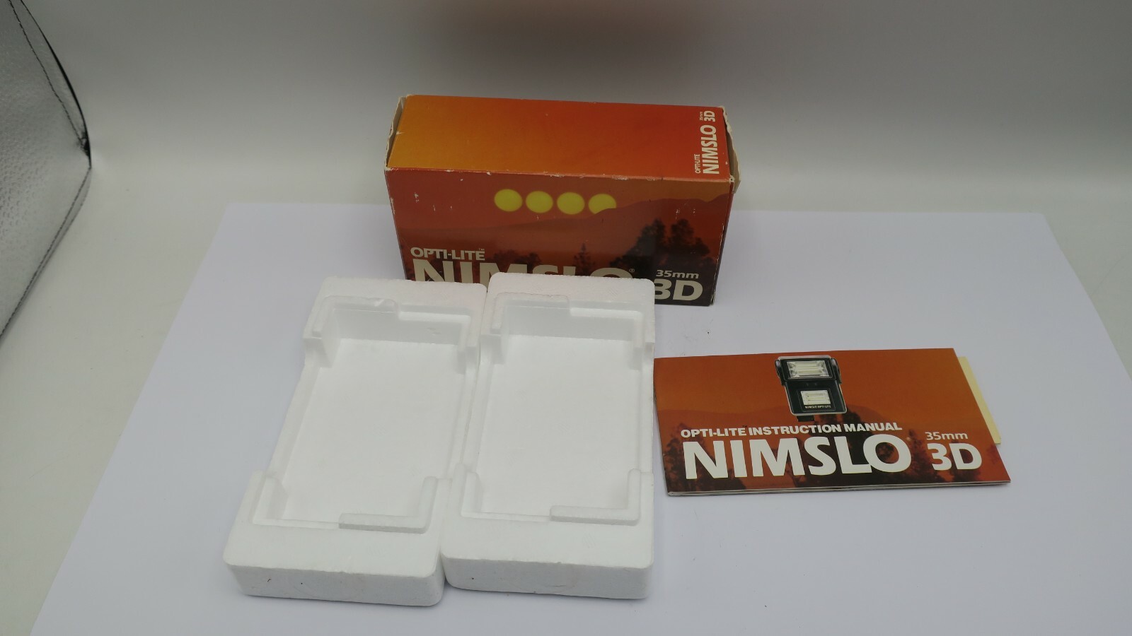 Opti-Lite Flash For Nimslo 35mm 3D camera Box / Manual & Foam Inserts Only