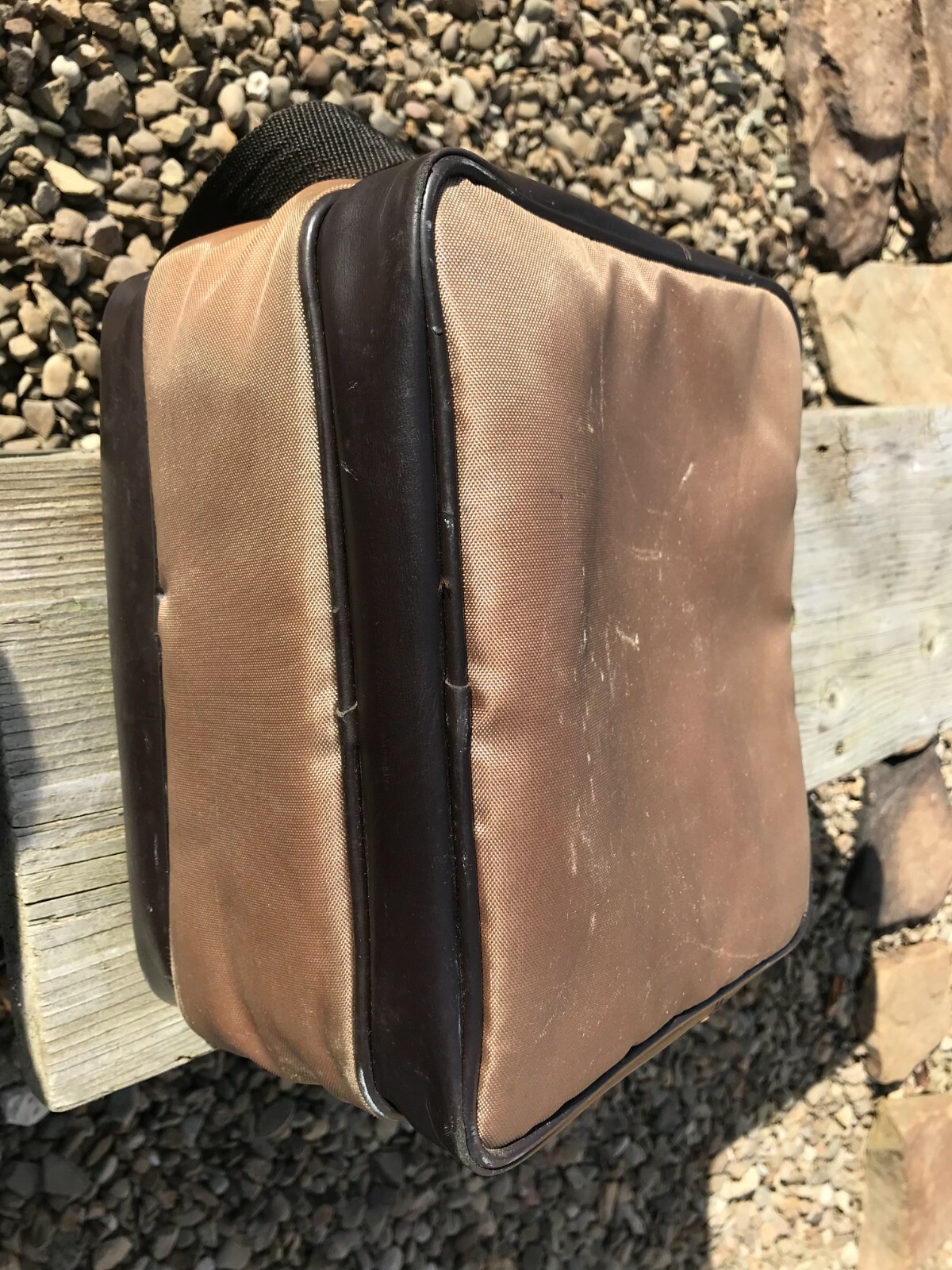 Vintage 1980’s Camera Case Two Tone Brown Padded Used Shoulder Strap