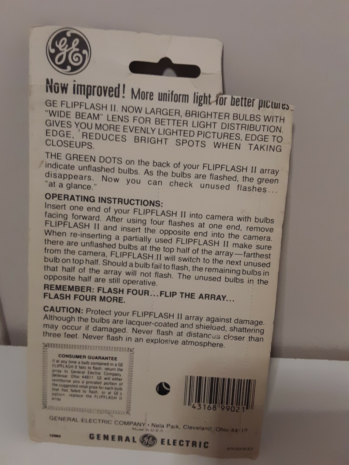 Vintage GE Flip Flash II Camera Flash Bulb Bar Original New in Package Twin Pack