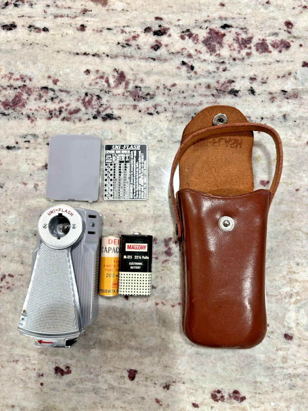Vintage Photography Uniflash Pocket Flash with Brown Leather Case