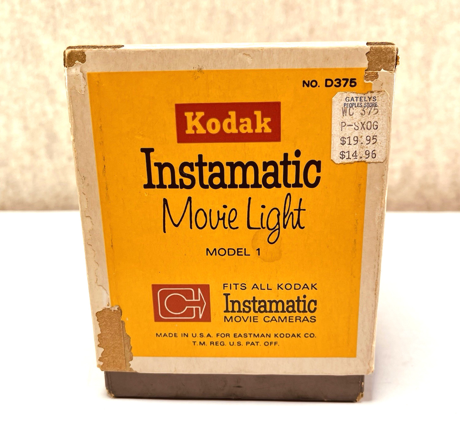 VTG 60s Kodak Instamatic Model 1 Movie Light Original Box NOT Tested Needs Bulb