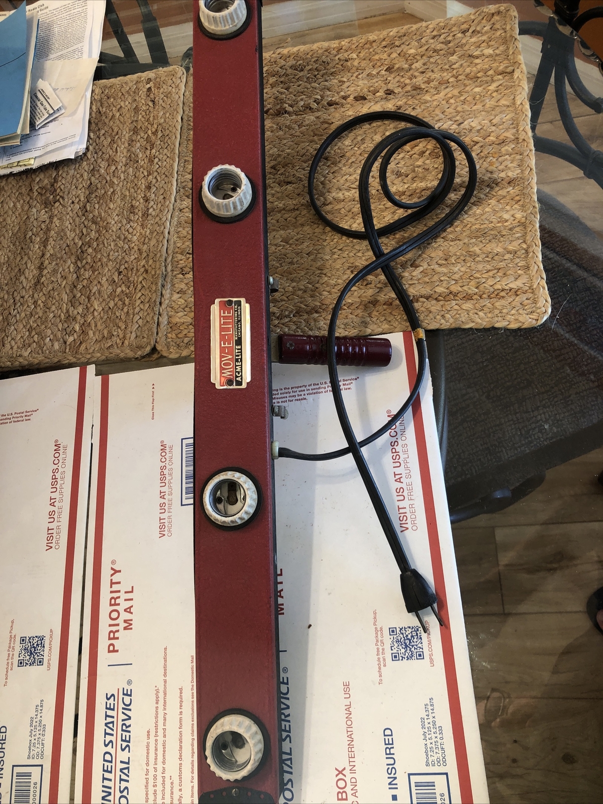 Vintage ACME Movie Camera Strip W/Handle Light 4-Bulb Repurpose Bathroom Fixture