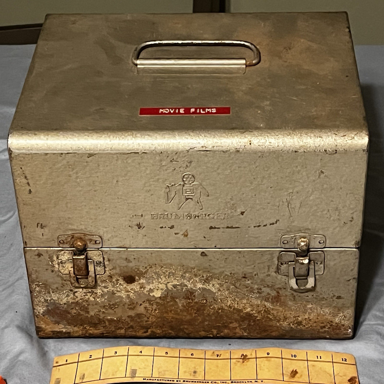 Vintage Silver Real to Reel Tape Metal Carrying Case W/12 Reels & Accessories