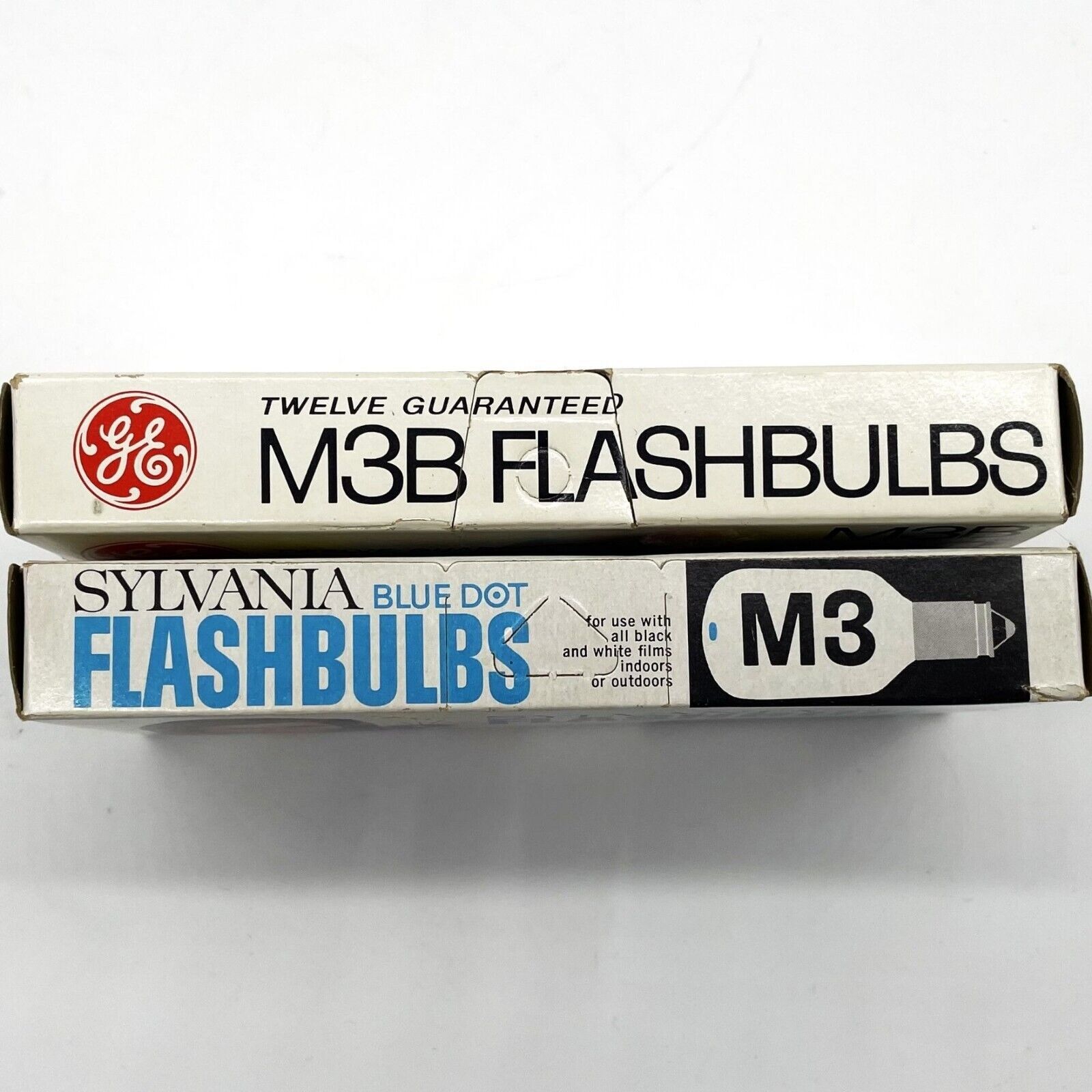 Vtg GE M3B Power Mite Camera Flash Bulbs-12-Sylvania Blue Dot M3 Flashbulbs-7