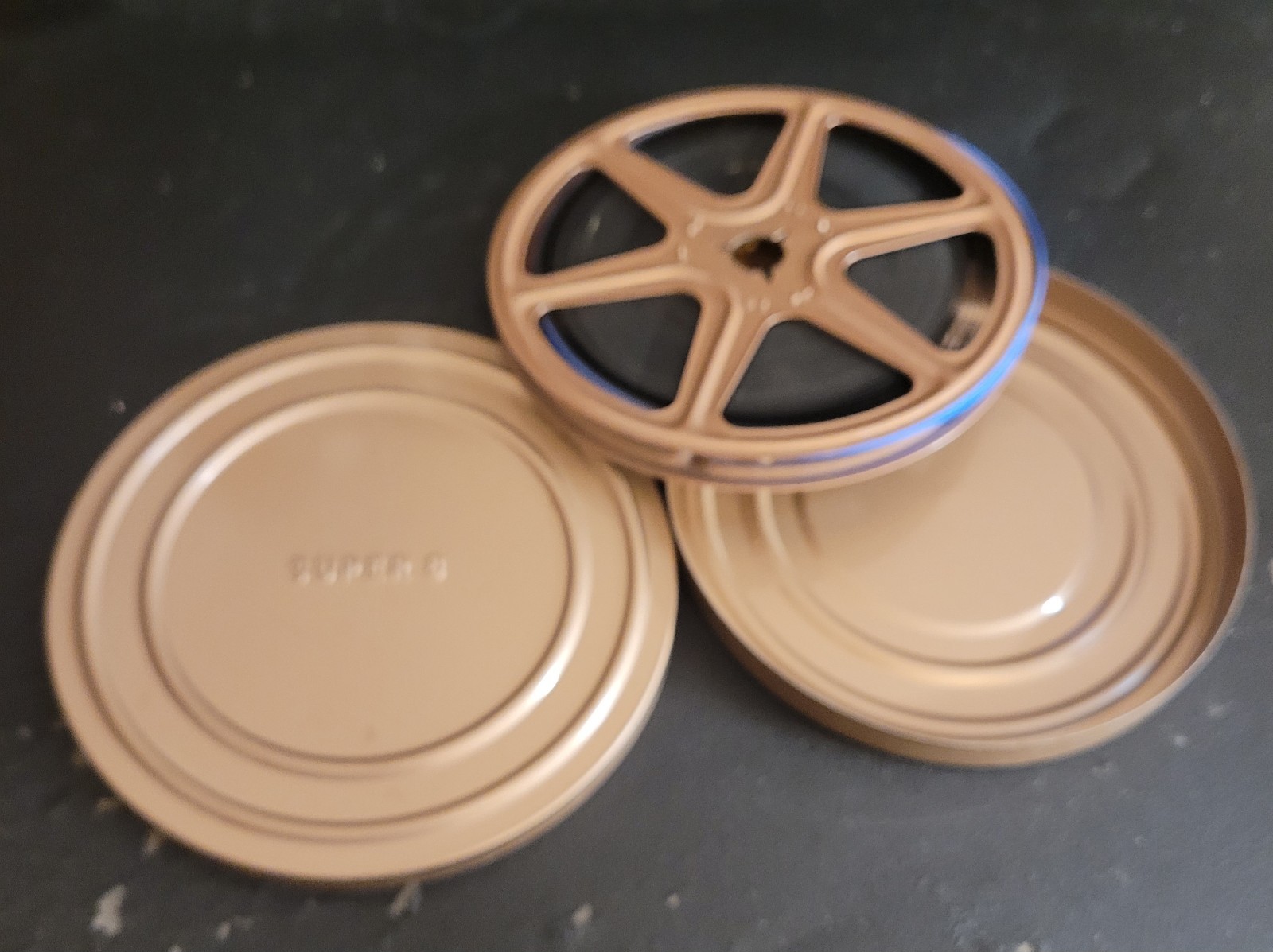 Brown Bronze Super8 8mm Film 5” Metal Reel & Mystery Film With Canister