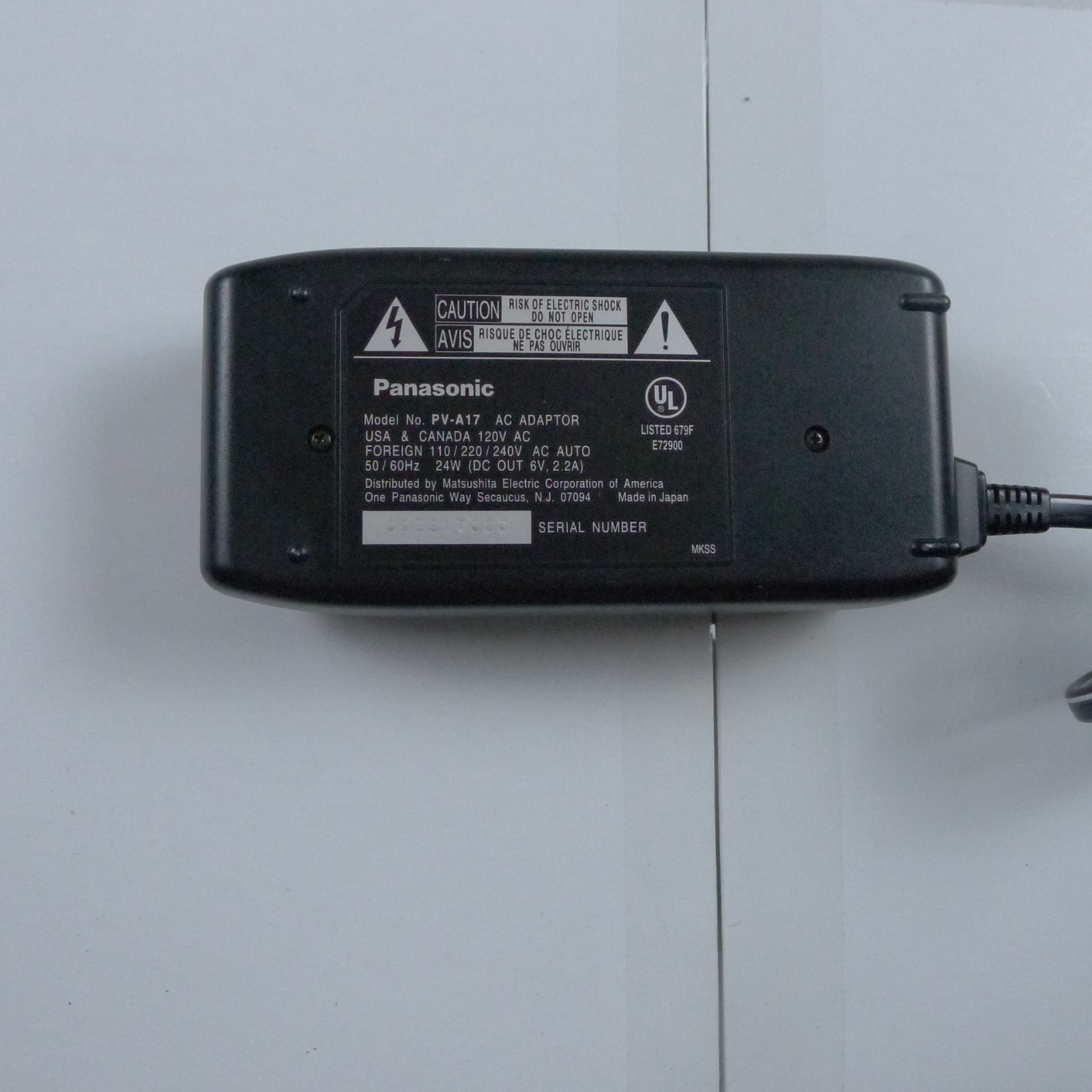 Panasonic PV-A17 Video AC Adapter & Battery Charger OEM – Made in Japan
