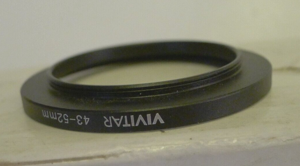 Vivitar 43-52mm Step-Up Adapter Ring Black Metal – Used