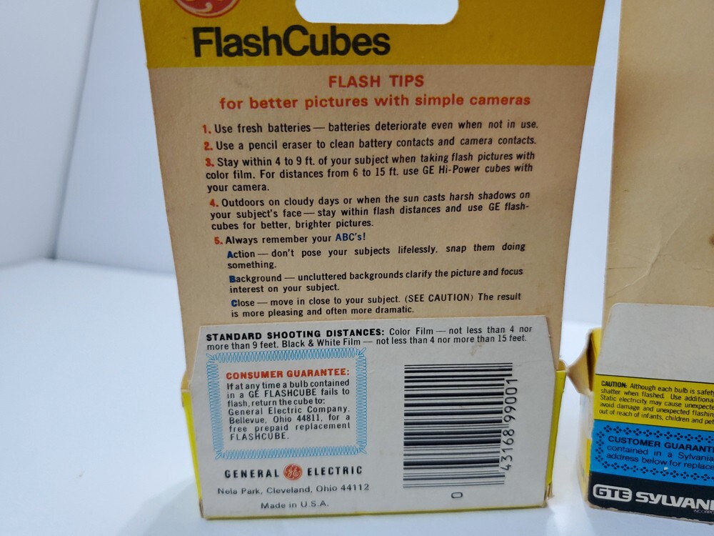 Vintage Lot of 6 FLASHCUBES 3 Sylvania Blue Dot 3 GE FlashCubes New In Orig. Box