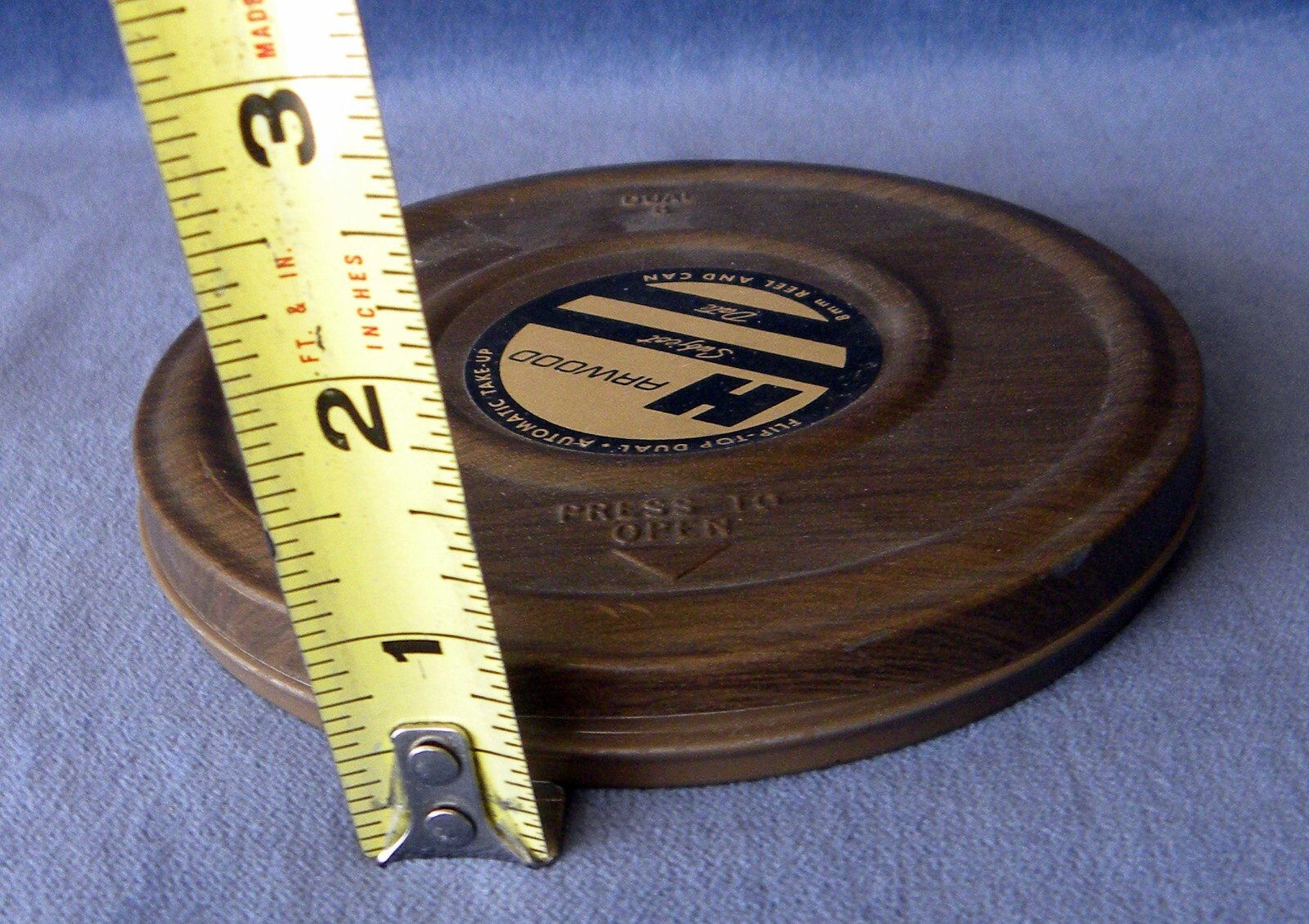 Vintage Harwood 8mm Reel & Can Film Holder 5” Wood Grain Metal Case